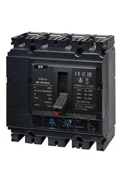 Eti circuit breaker in car nbs-tmd 250/4l 250A 4P 004673074