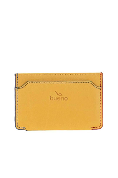 BUENO Suport carduri unisex din piele galbenă