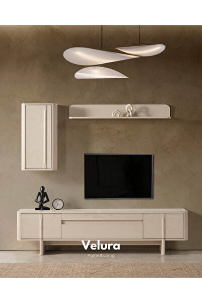 Velura Home & Living Eylül Tv Ünitesi - Krem (Alt Blok + Üst Blok)