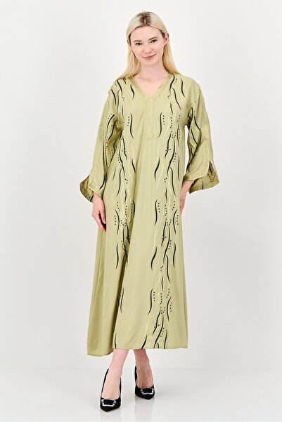 Rufaya Women Embroidered Kaftan Maxi Dress, Olive