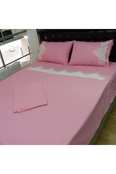 AZRA ÇEYİZ Handcrafted Lace Duvet Cover Set with Linen Pink Heavy Pajamas and...