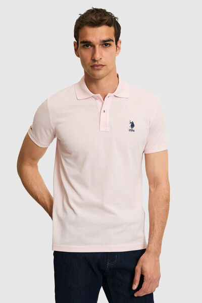 U.S. Polo Assn. Men's Slim Fit Polo Collar Light Pink Basic T-Shirt 50322304-...