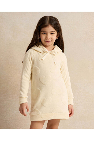 REDTAG Girls Beige Hooded Nightshirt