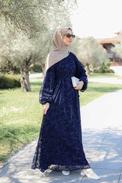 Nissra Ankanoor Raglan Sleeve Flocked Printed Dress 145cm Anka264030