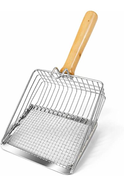 Yıldızan mhtshop Metal Kedi Kumu Küreği Ahşap Saplı Dayanıklı Izgaralı Kedi T...