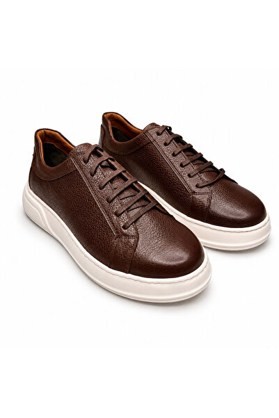 Velar Kahve Hakiki Deri Erkek Sneaker Günlük Casual Ayakkabı