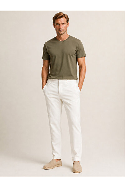 Xint Erkek Beyaz Pamuk Dokulu Slim Fit Jogger