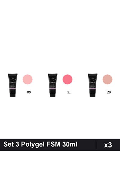 FSM Set 3 Polygel 30ml - Nr.09, Nr.21, Nr.28 - Constructie Unghii