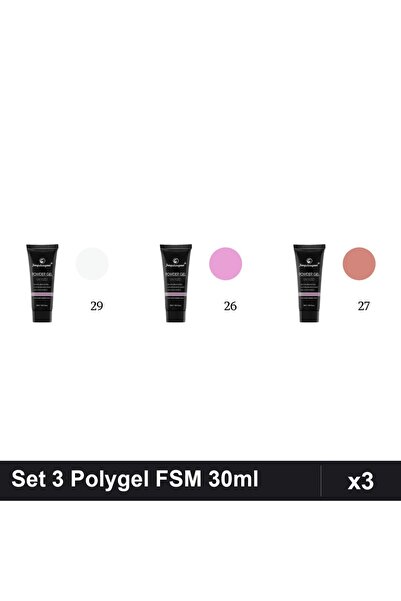 FSM Set 3 Polygel 30ml - Nr.29, Nr.26, Nr.27 - Constructie Unghii