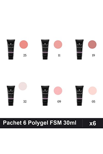 FSM Set 6 Polygel 30ml - Nr.05, Nr.09, Nr.11, Nr.19, Nr.25, Nr.32