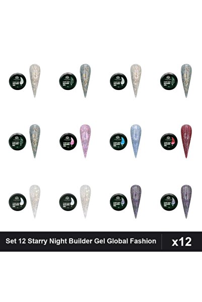global fashion Set 12 Starry Night Builder Gel 15g - Nr.01 Nr.02 Nr.03 Nr.05 ...