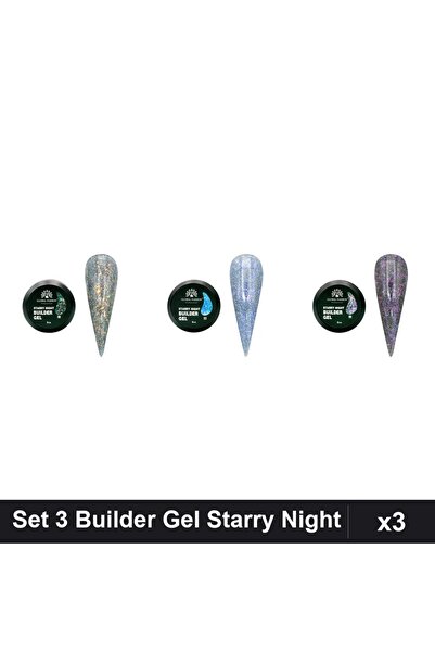 global fashion Set 3 Starry Night Builder Gel 15g - Nr.03, Nr.06, Nr.08