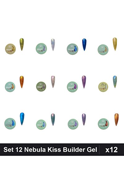 global fashion Set 12 Nebula Kiss Builder Gel 15g - Nr.01-16 Constructie Unghii