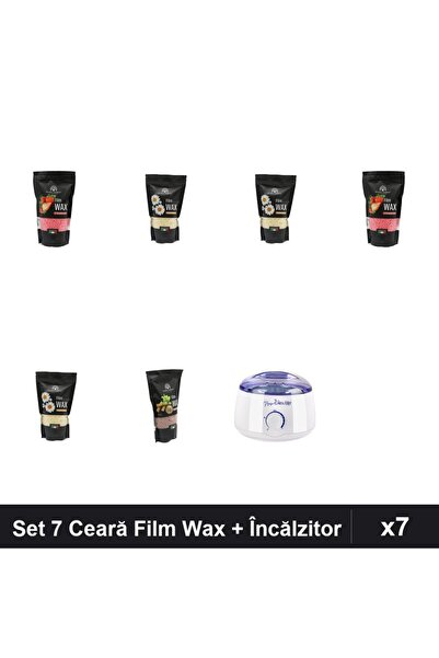 global fashion Set 7 Ceară Epilare Film Wax 450g + Încălzitor ProWax - Capsun...