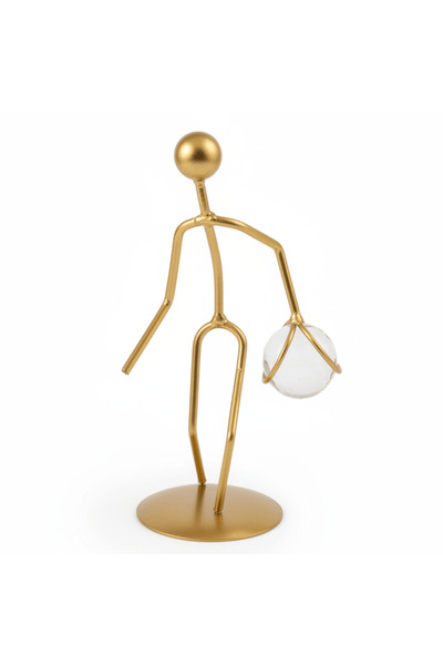 AKDC Golden Metal Décor Figure — Crystal Ball Sculpture | 20 cm