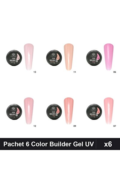 global fashion Pachet 6 Color Builder Gel UV 15g - Nr.06 Nr.07 Nr.09 Nr.11 Nr...