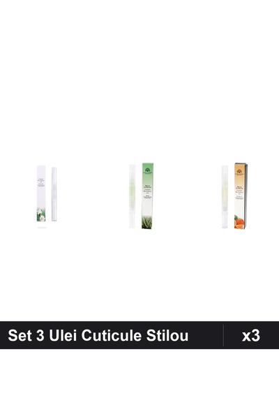 global fashion Set 3 Ulei Cuticule Tip Stilou - Lily, Aloe Vera, Portocala -