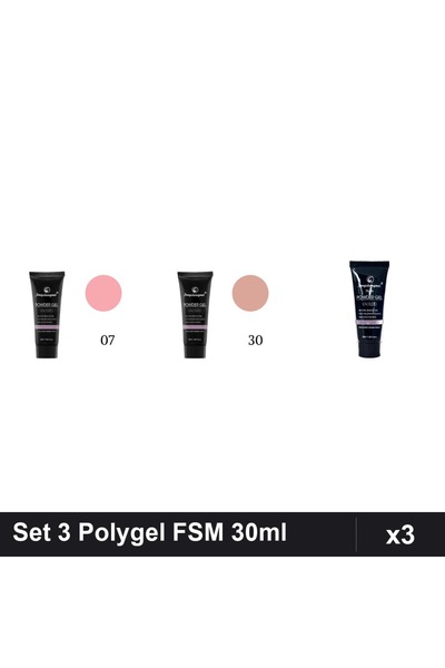 FSM Set 3 Polygel 30ml - Nr.07, Nr.30, Nr.15 - Constructie Unghii