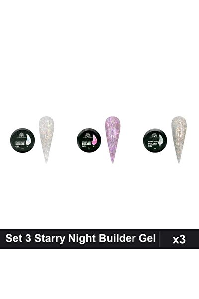 global fashion Set 3 Starry Night Builder Gel 15g - Nr.01 Nr.02 Nr.05