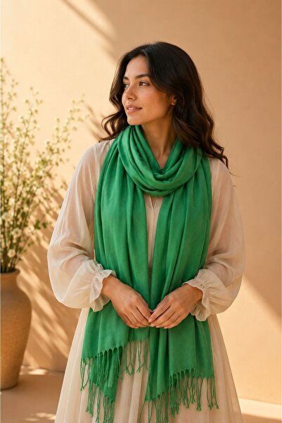 Makro Optik Women's Multi-Use 4 Season Tasseled Viscose Jamawar Pashmina Shawl 180X70