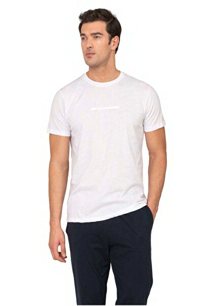 Pierre Cardin 6135B Men's White Short Sleeve Round Neck Pajama Set