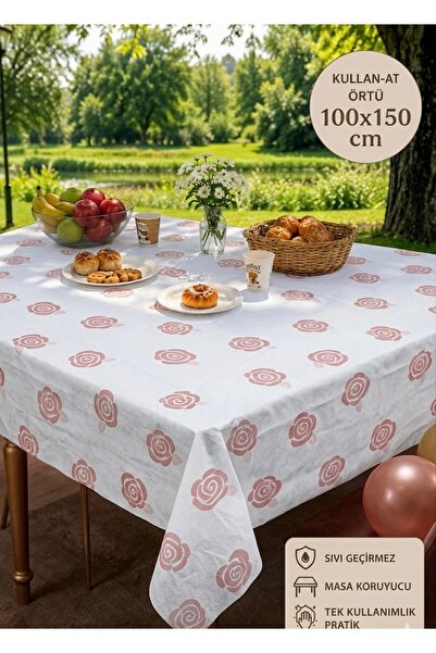 L'Opaline Tek Kullanımlık Kağıt (1ADET) Masa Örtüsü 100x150 cm Çiçek Desenli ...