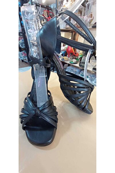 Lo Mejor Shoes حذاء بكعب 7 أربطة أسود اللون بطول 6.5 سم و9 نقاط، مناسب للرقص ...