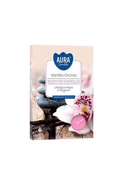 BISPOL Lumanari parfumate, Aura Candles, Vanilie si orhidee, 6 bucati