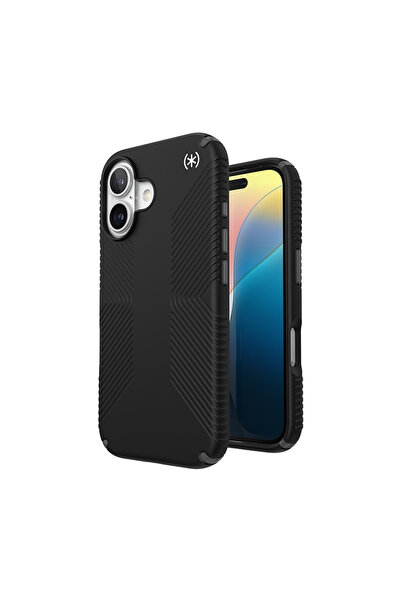 Speck Presidio2 Grip - Husă iPhone 16 (Negru / Gri Ardezie / Alb)