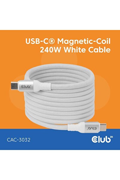 Club 3D Club3D Lifestyle USB-C Magnetisches Kabel 240W 2m wei√ü St/St