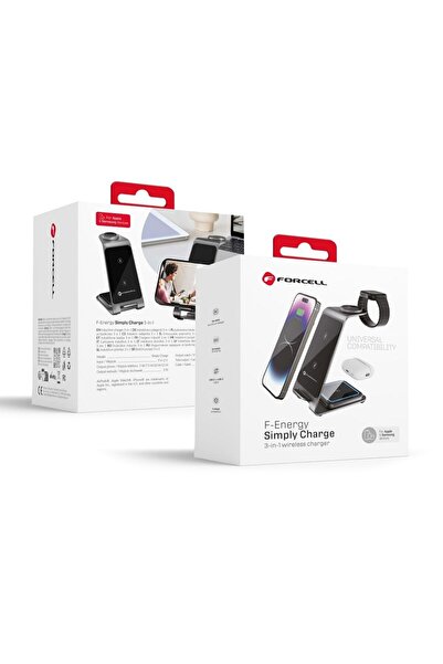 Forcell Încărcător 3 în 1 F-Energy Simply Charge pentru Apple/Samsung, gri