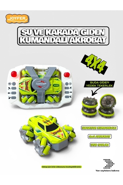 Joyfer Suda Ve Karada Gidebilen Şarjlı 2.4 Ghz Yedek Tekerlekli Kumandalı Min...