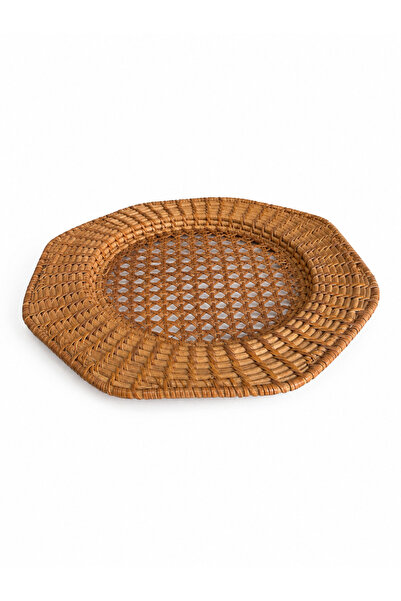 ipekbambuhome El Yapımı Yuvarlak Rattan Servislik 30 cm
