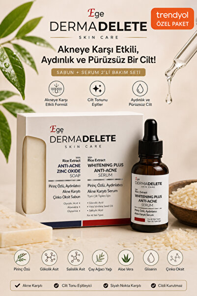 Egş DERMA delete ANTİ-ACNE SET (sabun+serum) akne karşıtı aydınlatıcı acne le...