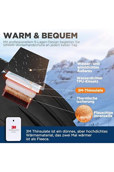 SIMARI Winter Gloves for Men and Women, Thermal, Waterproof, Warm, Touchscree...