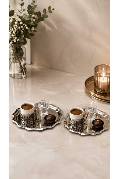 SUNVERA ÇELİK 6 ADET YUVARLAK DALGALI MODEL ÇAY KAHVE SÖZ NİŞAN ÇİKOLATA VE S...
