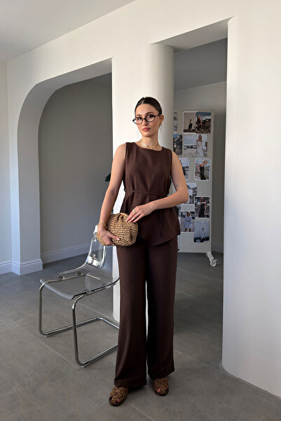 MAGARDE Asymmetrical Cut Tie-Up Premium Suit - Brown