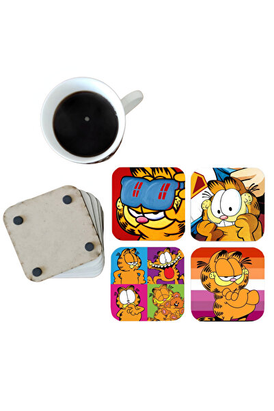 Ghostbastır Garfield Decorative Wooden Coaster Set 0110