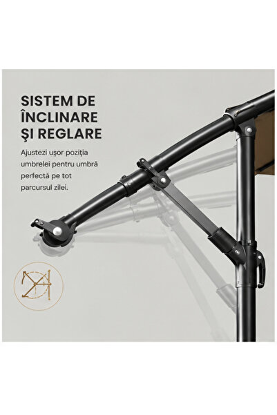 OEM Garden Umbrella 3m, Adjustable, Stand Included Brown (RO-V01) (PLD)