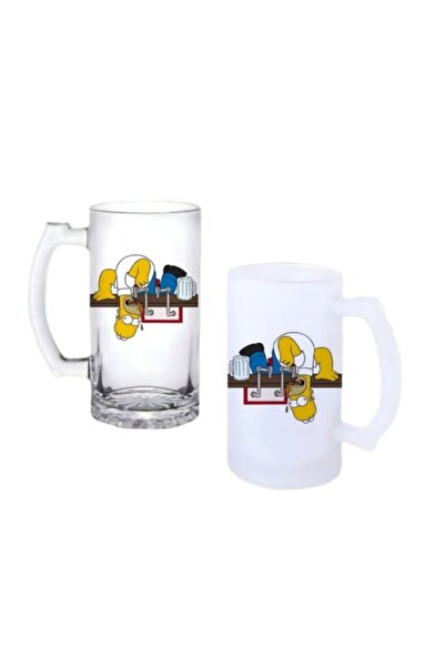 Ghostbastır Simpsons Beer Glass with Handle, Available in Frosted or Clear 0207