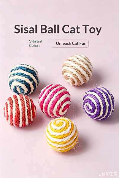 Meng tuo Cat sisal ball funny cat toy bite-resistant and wear-resistant vocal...
