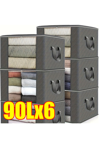 Choice10 6PCS-90L 3PC/6PC Quilt Storage Bag, Organizing Box - Foldable Fabric...