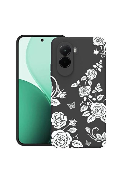 bestcase ¬Æ Husa TPU Ultra Slim Compatibila cu Poco M7, Floral -Black Rose, 3...