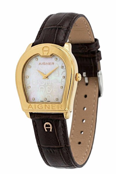 Aigner Verona A48319 MOP Dial Stainless Steel Leather Wristwatch