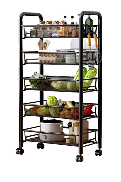 GGEROU 5 Tier Metal Rolling Utility Cart Organizer,Storage Cart,Utility Organ...