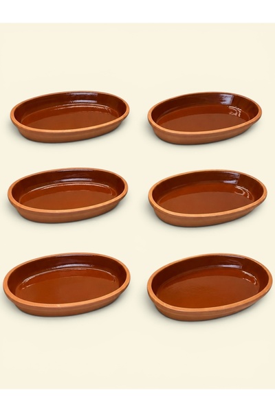 AdenArt 6-Piece Earthenware Glazed Fish Casserole-Pan 30 cm Large Size (for H...