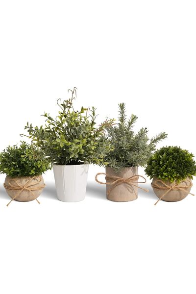 YVONNEYI Set 4 Plante Artificiale Decorative în Ghiveci, pentru Living, Baie ...