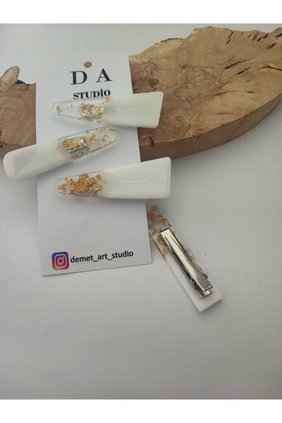 Demet Art Studio Reçineye Hayat Veriyoruz Epoxy Colored 4-Piece Steel Clip Hair Clips