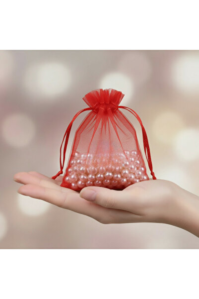 Invitatii Originale Saculet organza ROSU (9 cm x 7 cm) - set 50 buc
