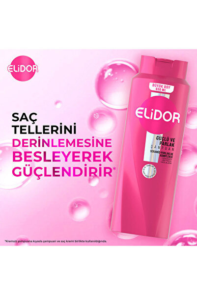 Elidor Saç Bakım Şampuanı Güçlü ve Parlak 650 ml x4